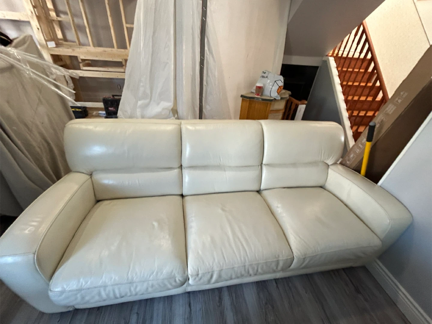 Cream Leather Sofa