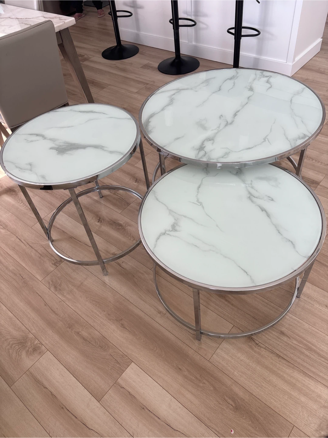 Nesting Coffee Tables with Marble Look Tops