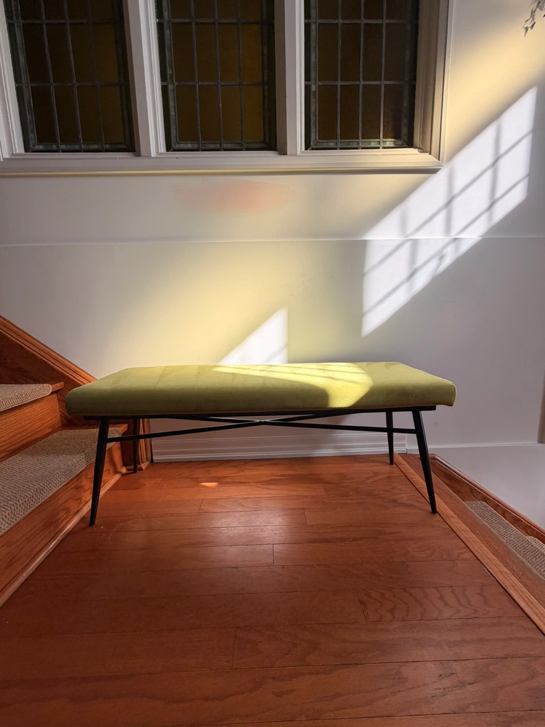 Velvet Bench - Lime Green