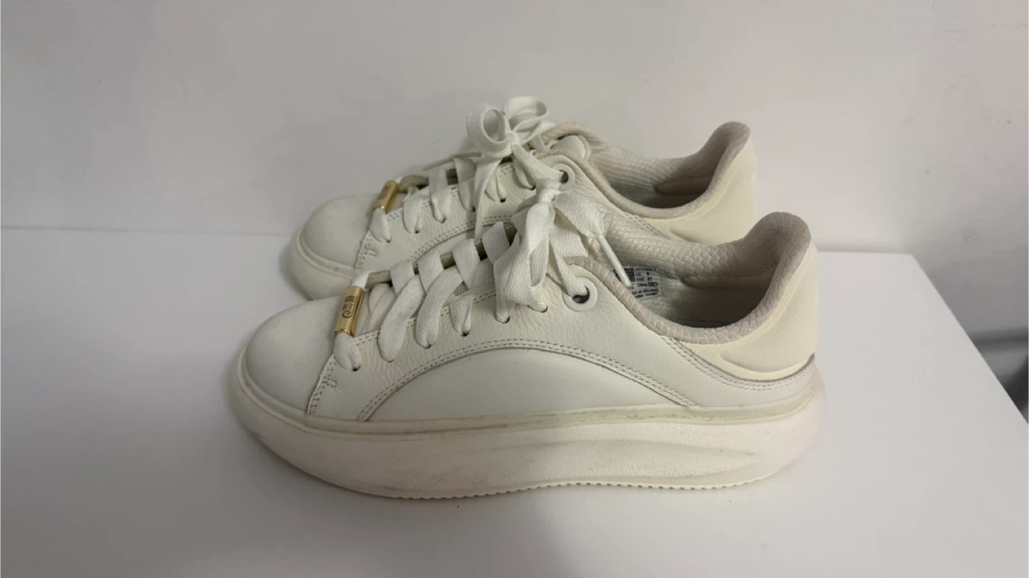 White Lace-Up Sneakers