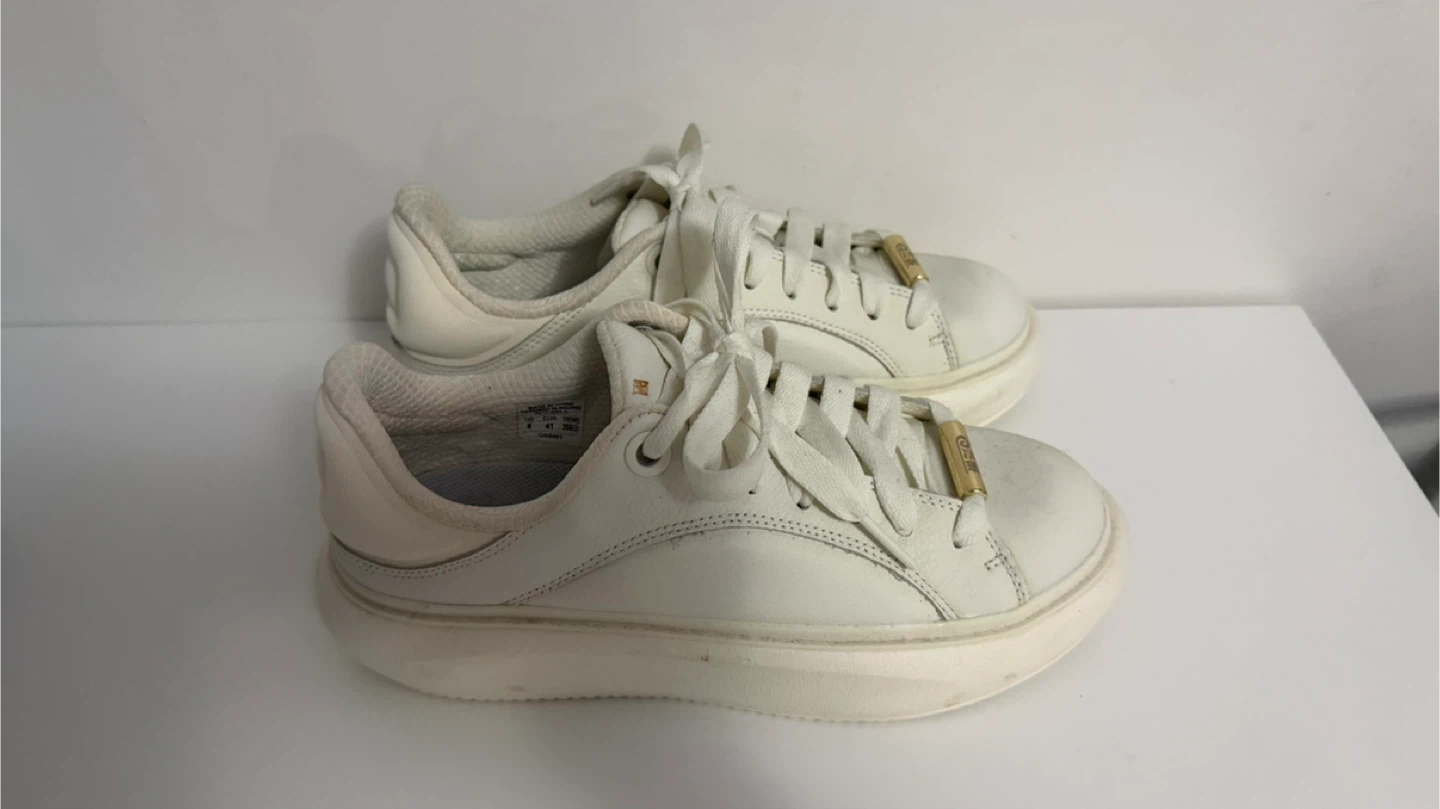 White Lace-Up Sneakers - photo 4
