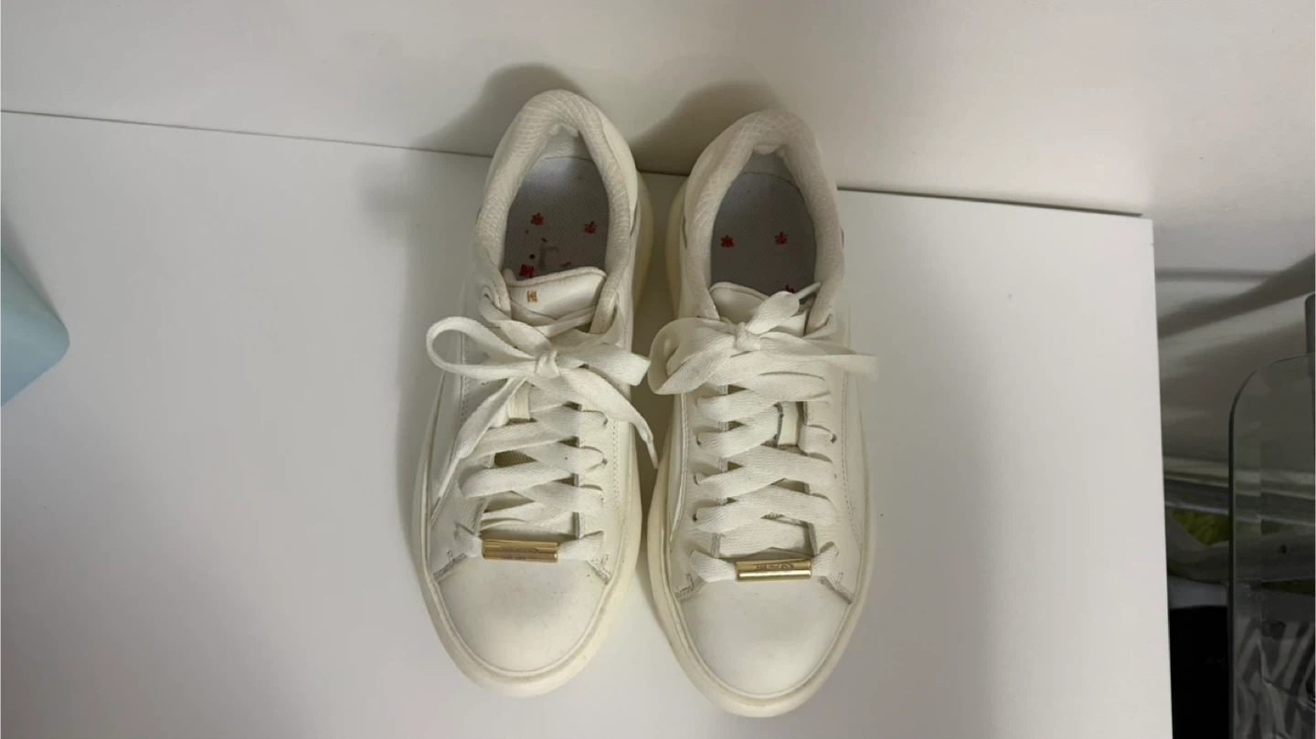 White Lace-Up Sneakers - photo 3