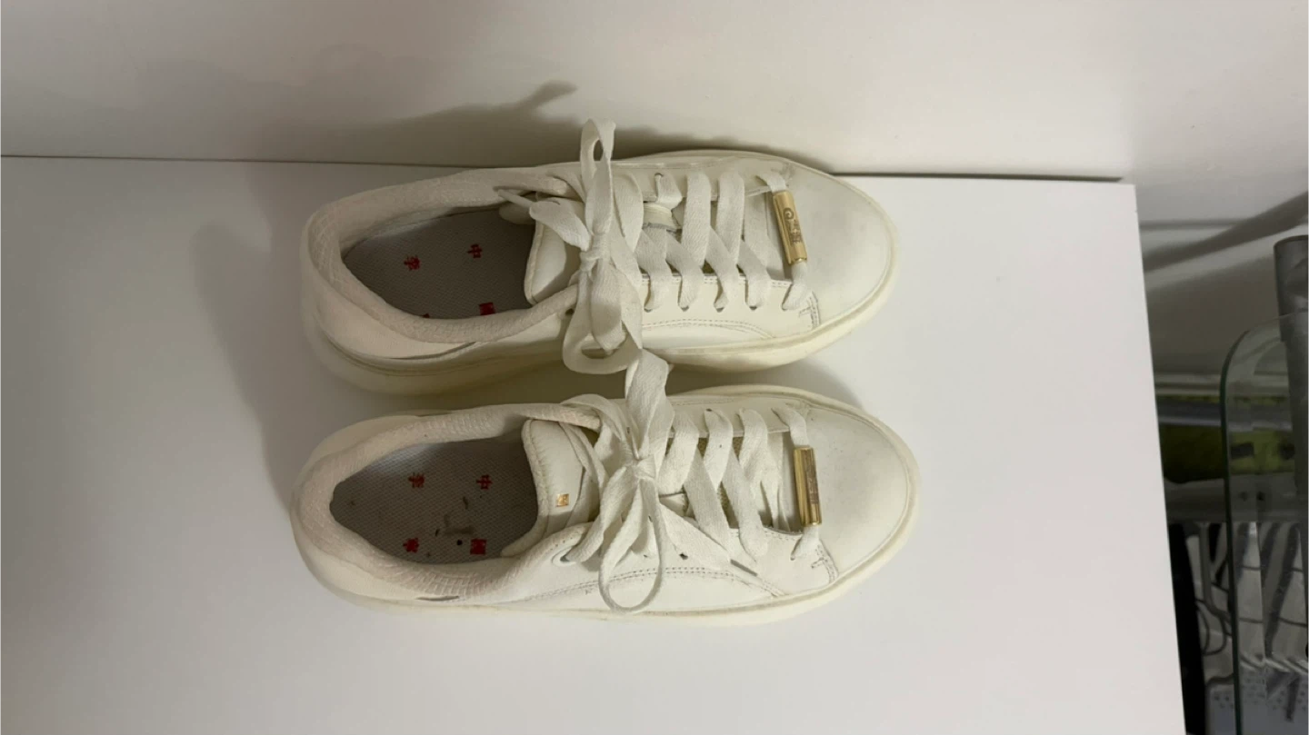White Lace-Up Sneakers - photo 5