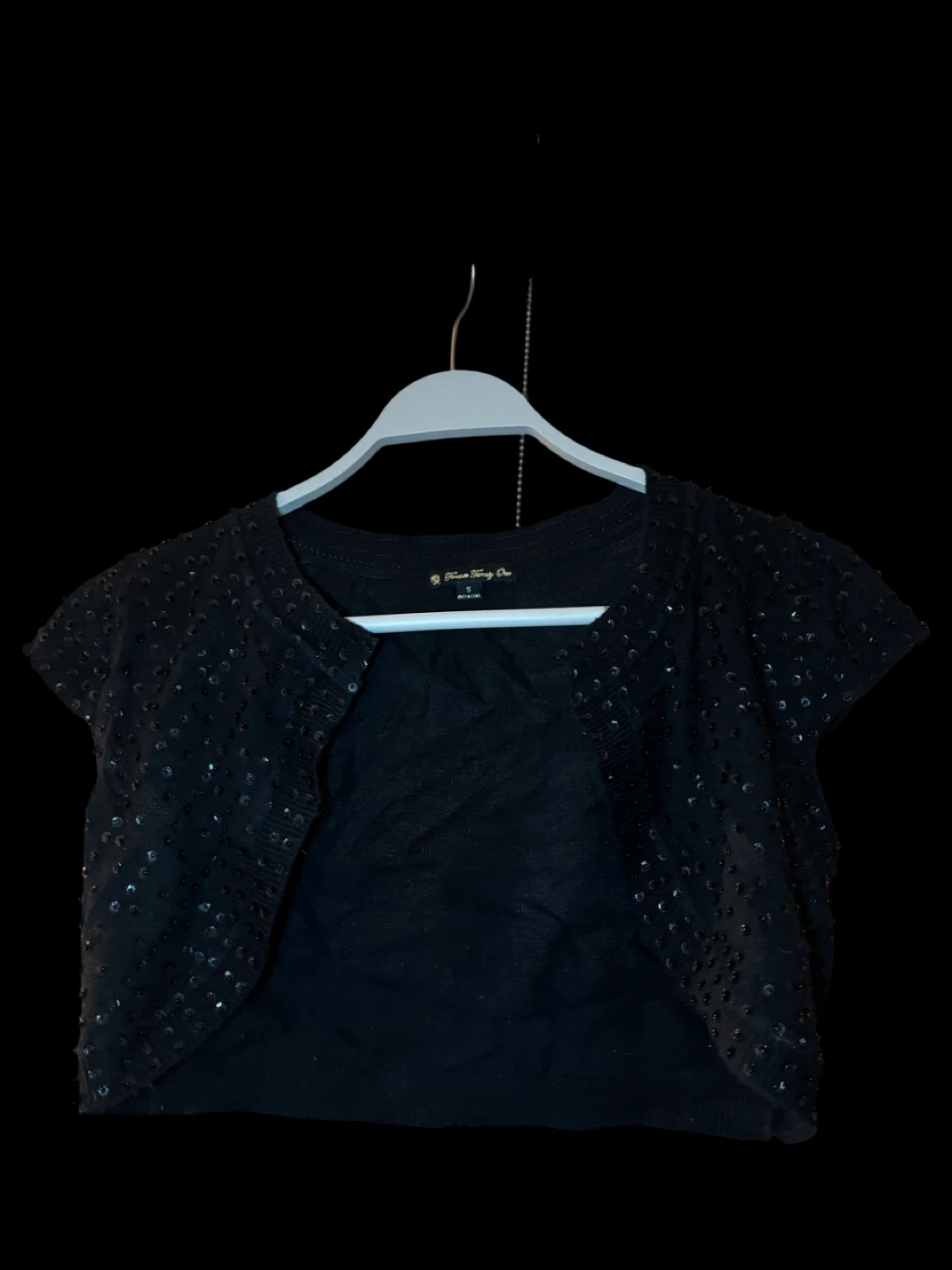 Black Sequin cropped Cardigan