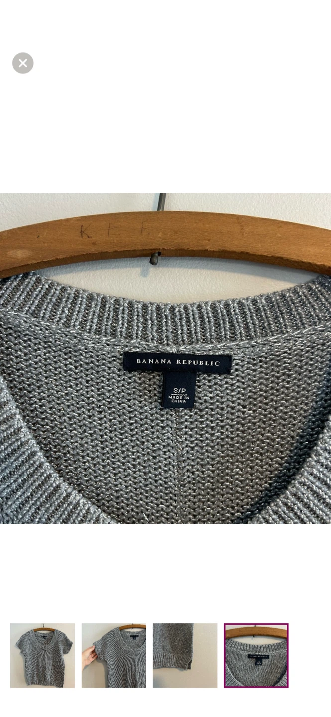 Banana Republic Grey Knit Short Sleeve Sweater Size S - photo 4