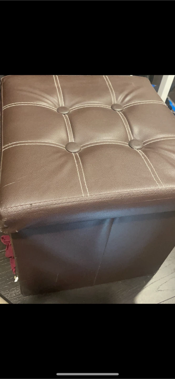 Foldable Brown Tufted Storage Ottoman