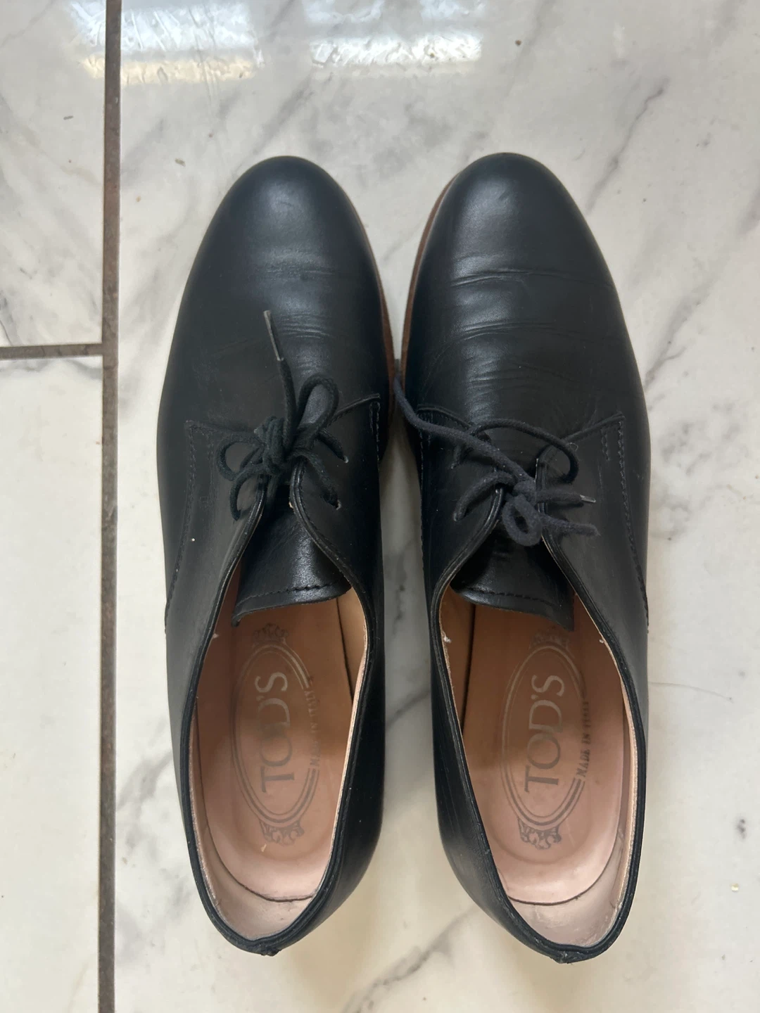 TOD'S Black Leather Lace-Up Shoes