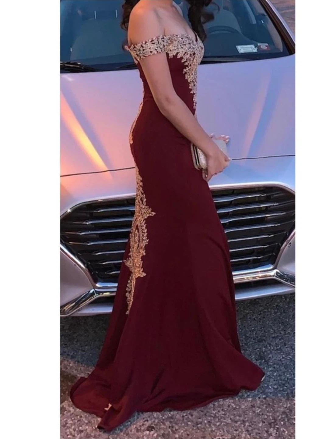 Cindy Evening Gown - Burgundy, Size XS