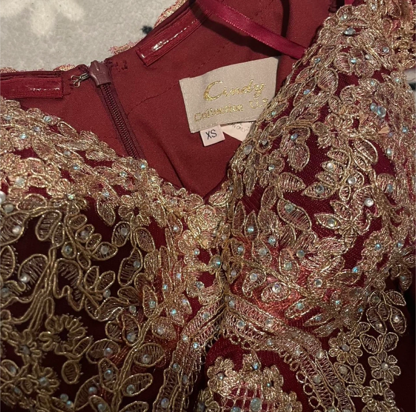 Cindy Evening Gown - Burgundy, Size XS - photo 5
