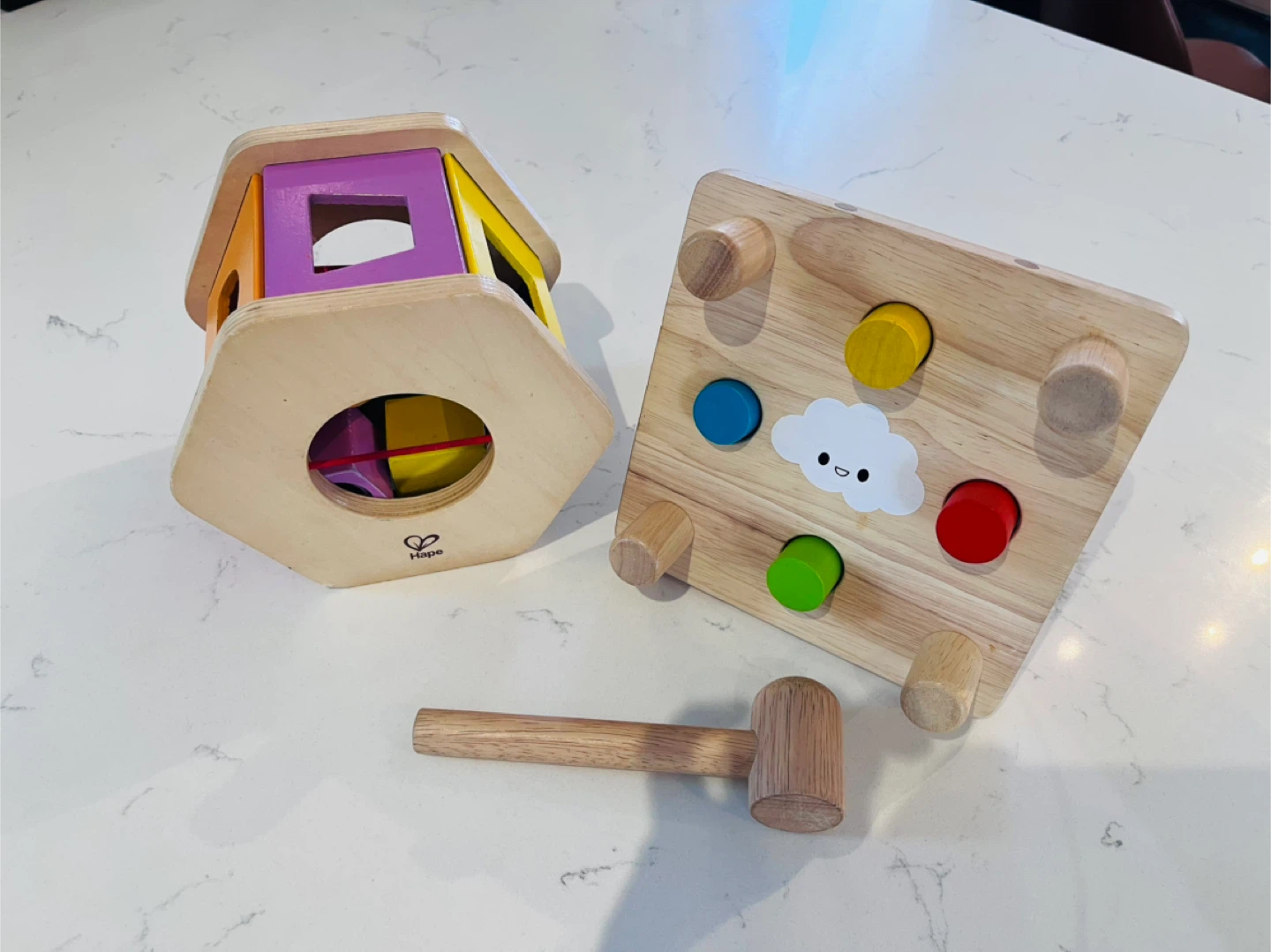 Hape & PlanToys Wooden Shape Sorter & Hammer Toys - Baby Toddler - photo 2