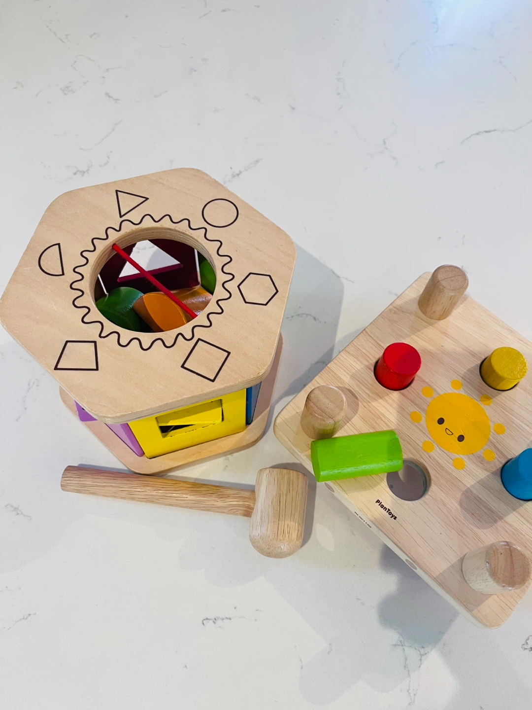 Hape & PlanToys Wooden Shape Sorter & Hammer Toys - Baby Toddler - photo 4