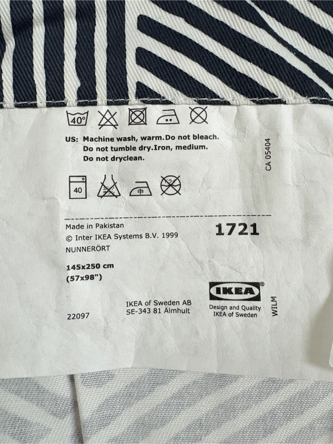 IKEA Curtains 145x250 cm Navy and White Geometric Pattern - photo 4
