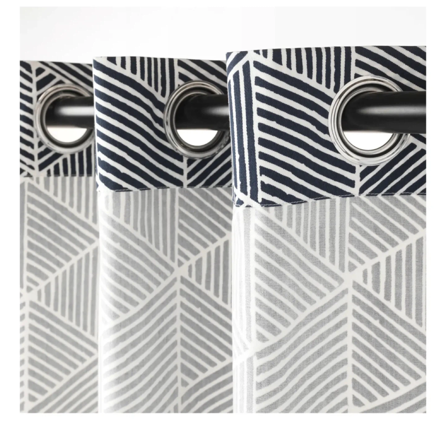 IKEA Curtains 145x250 cm Navy and White Geometric Pattern - photo 5