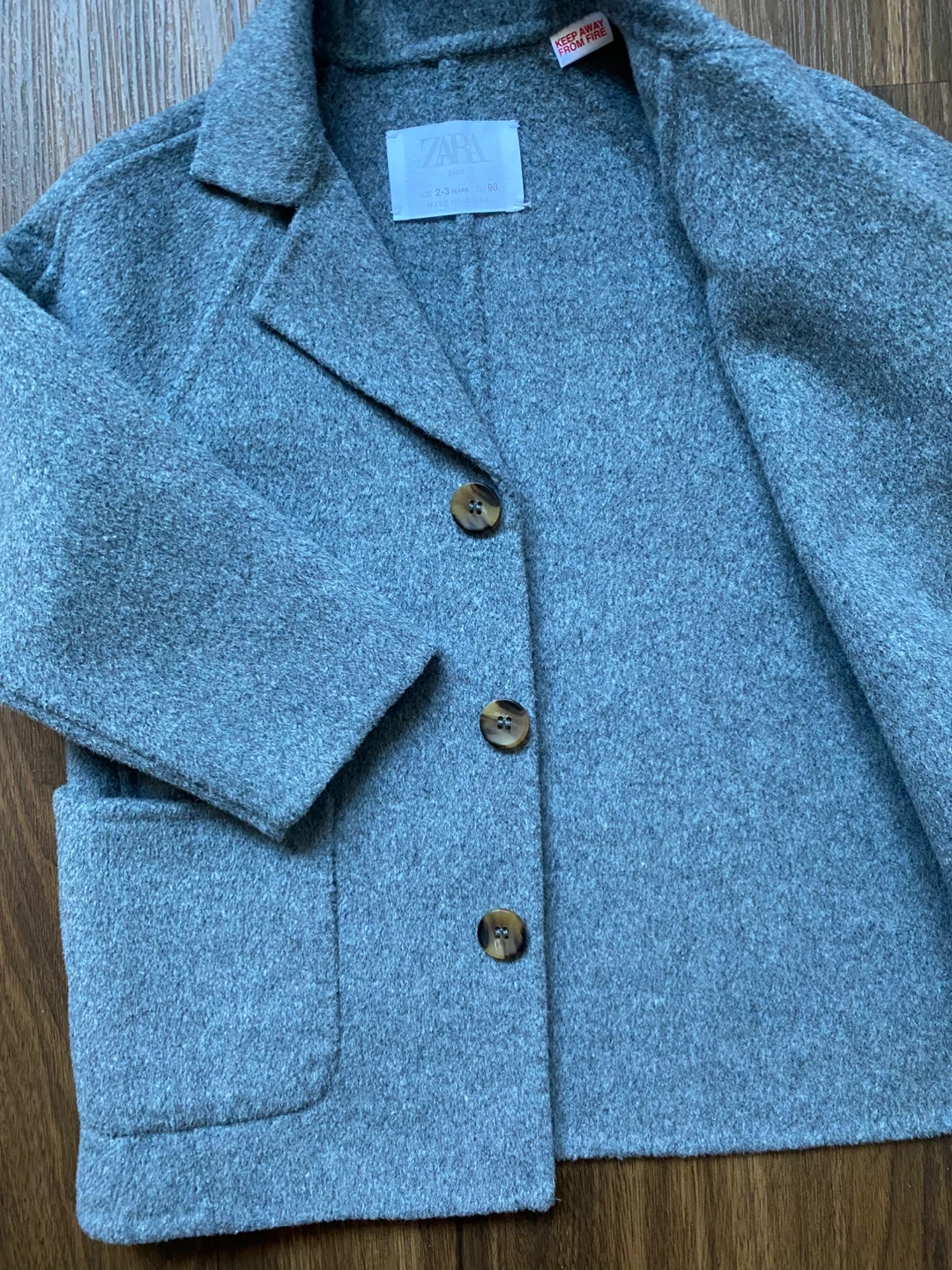 Zara Grey Wool Blend Blazer - Kids Size 2-3 Years - photo 3