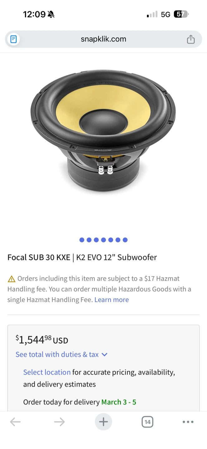 Focal SUB 30 KXE K2 EVO 12" Subwoofer