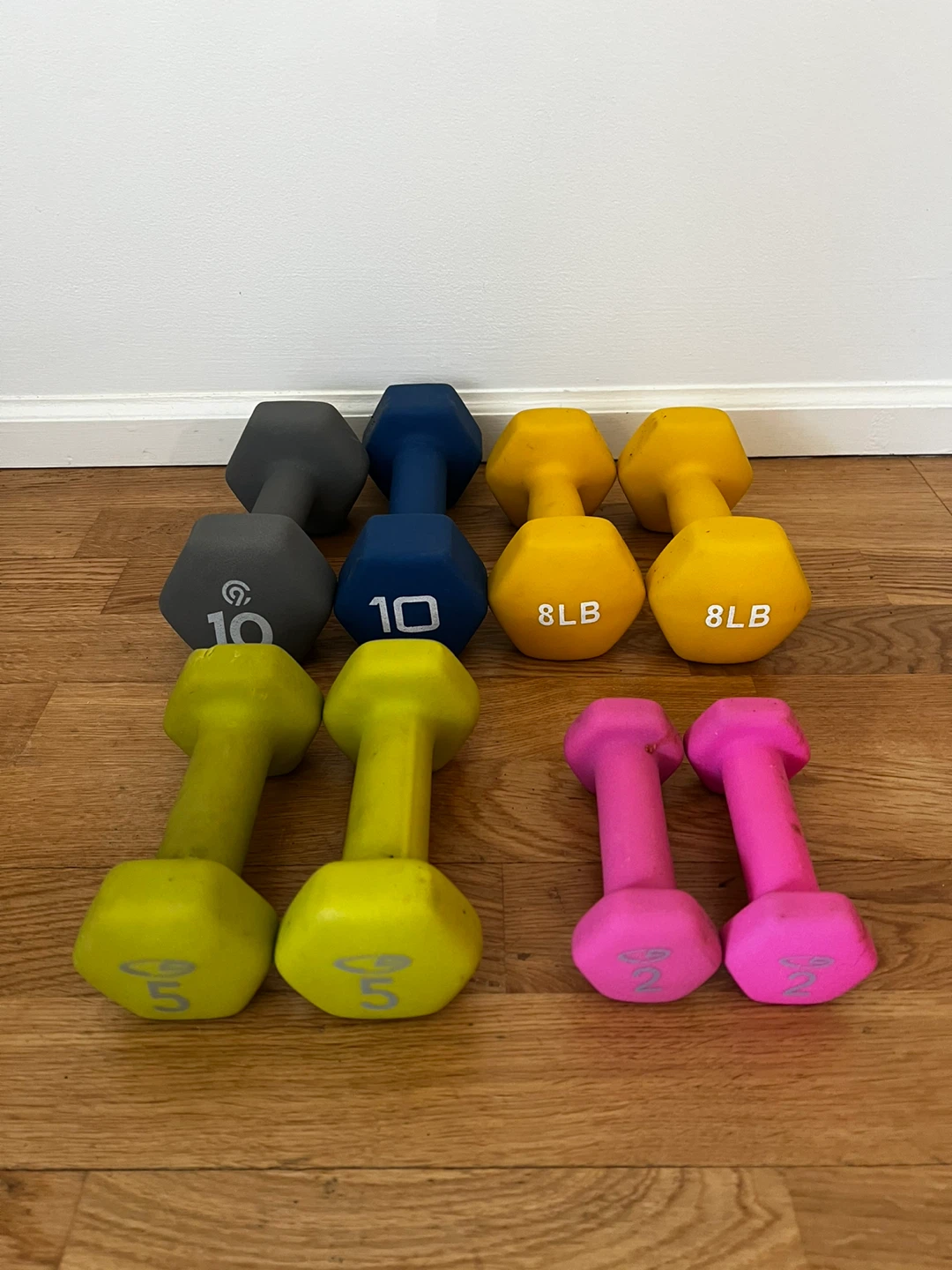 Assorted Dumbbells (2lb, 5lb, 8lb, 10lb pairs)