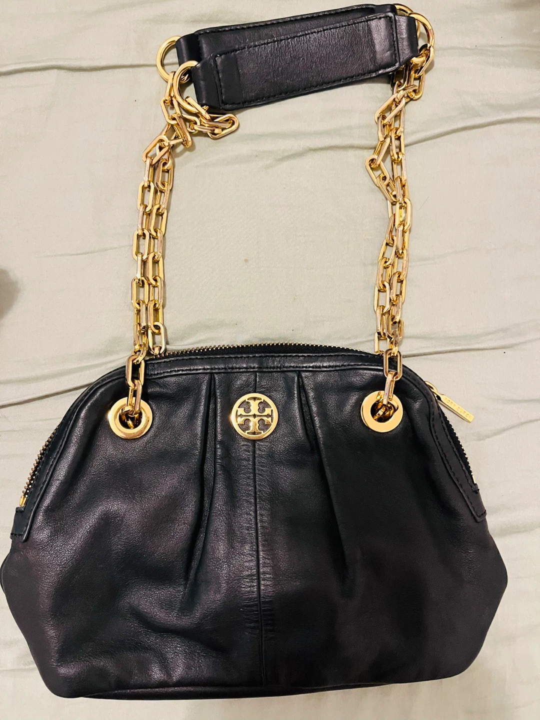 Tory Burch Black Leather Chain Shoulder Bag