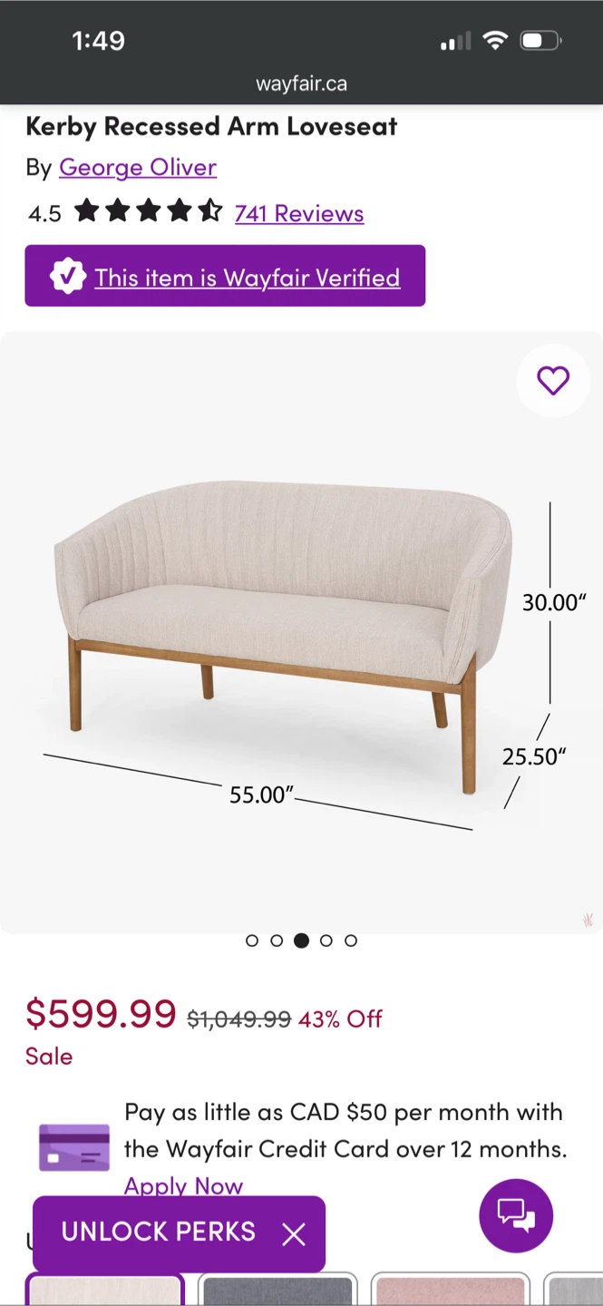 George Oliver Kerby Recessed Arm Loveseat - photo 2