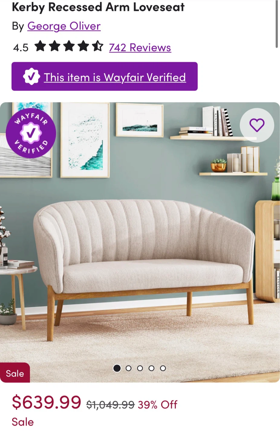 George Oliver Kerby Recessed Arm Loveseat