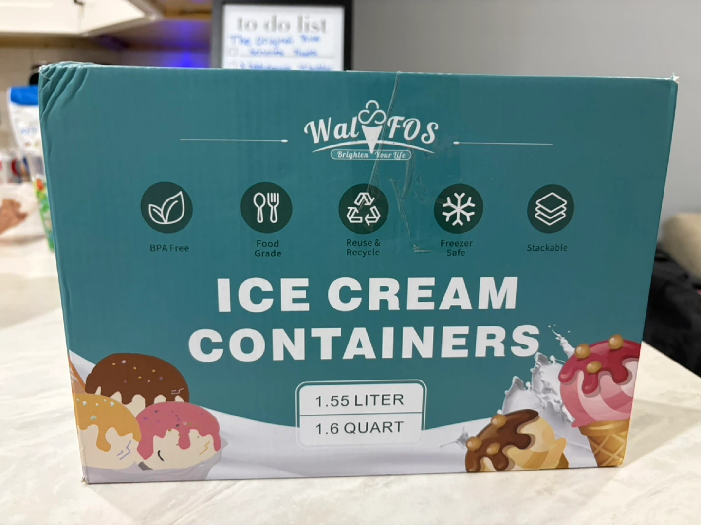 WatFOS  2 pack Ice Cream Containers - 1.6 Quart