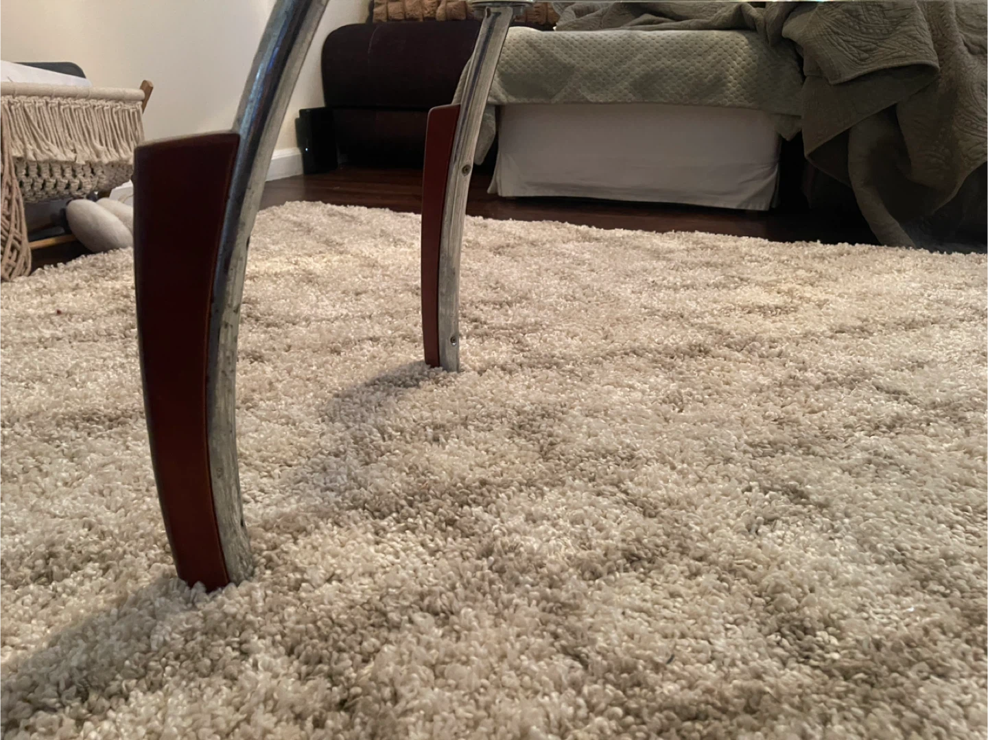 Oval Glass Coffee Table with Wood and Metal Legs - photo 5
