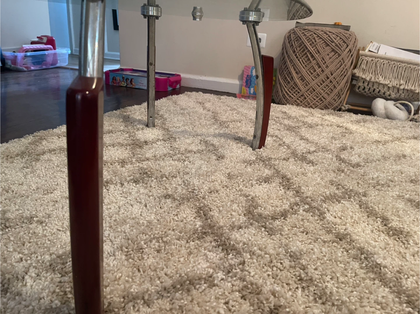 Oval Glass Coffee Table with Wood and Metal Legs - photo 3
