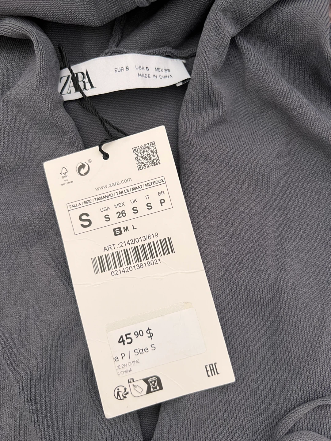ZARA Grey Hooded crop wrapper sport top - photo 2