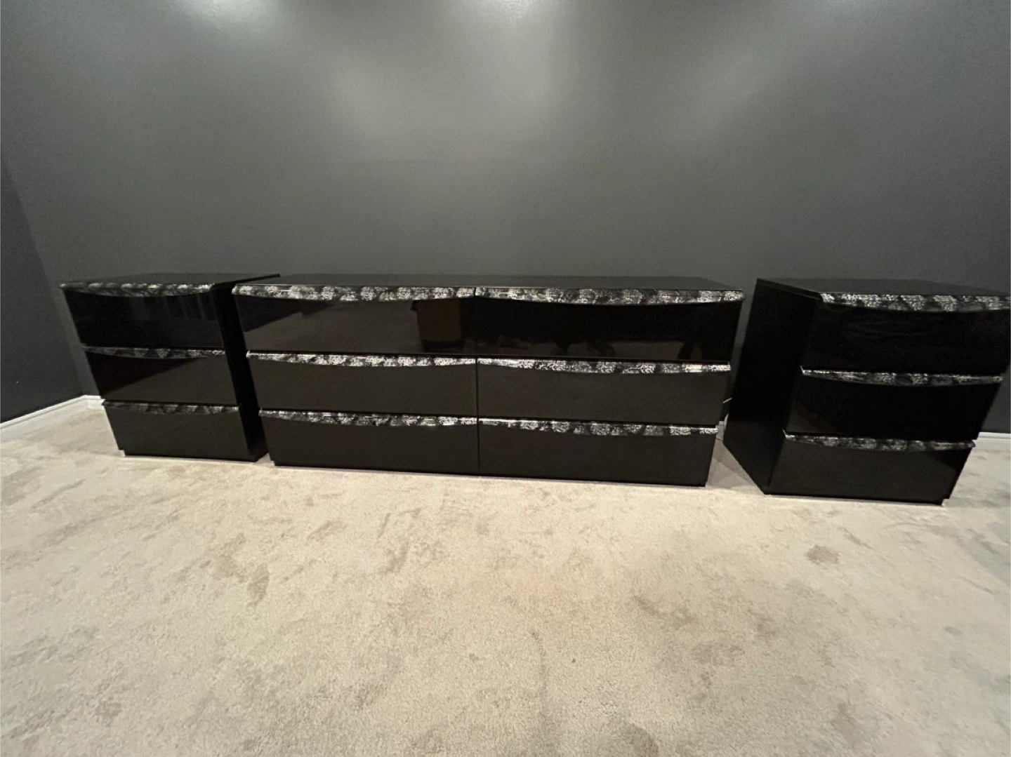 Black Dresser and Nightstands Set
