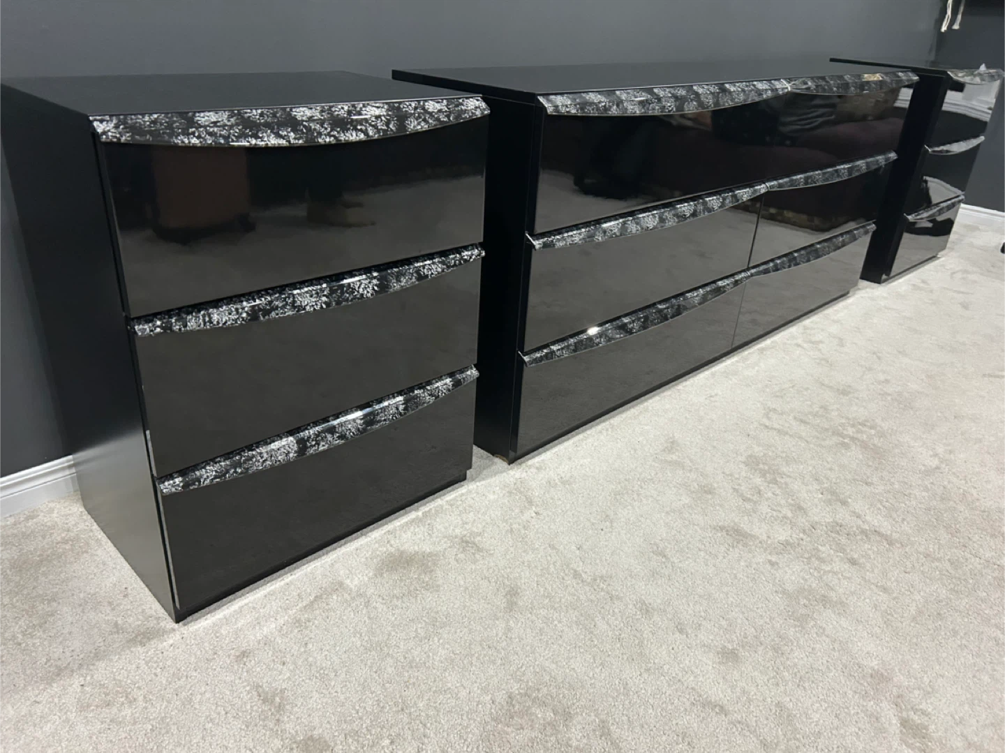 Black Dresser and Nightstands Set - photo 3