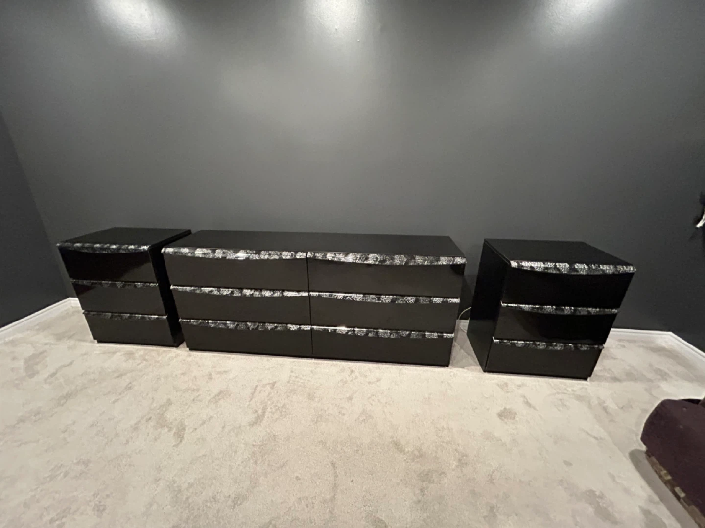 Black Dresser and Nightstands Set - photo 5