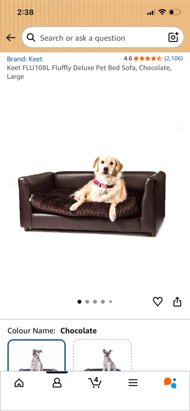 Luxury Chocolate Brown Cat / Dog Sofa Couch - no cushion