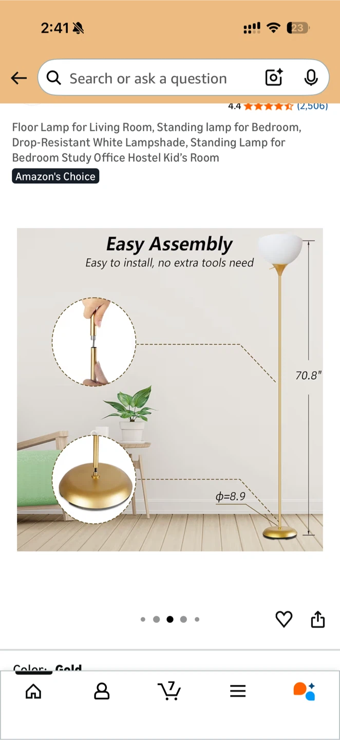 Gold standing lamp - photo 2