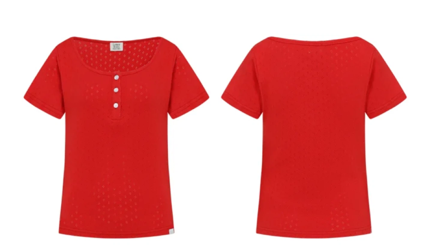 Red Henley Style Top - photo 4