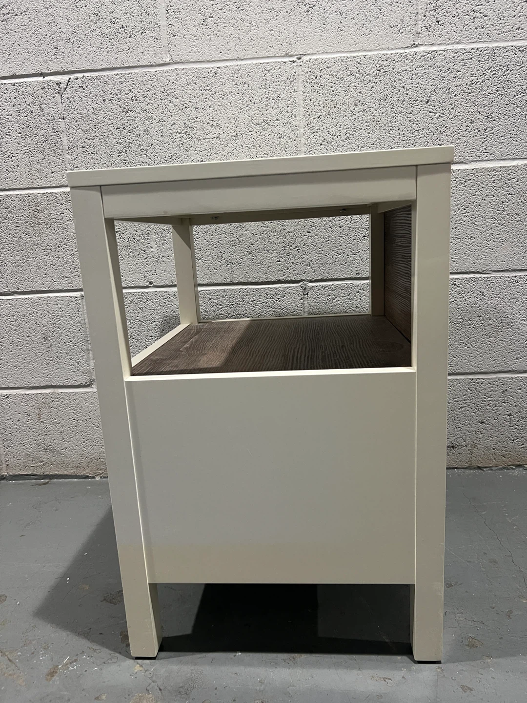 White Nightstand with Drawer and Shelf - photo 4