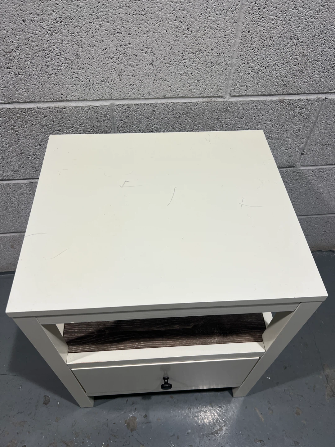 White Nightstand with Drawer and Shelf - photo 3