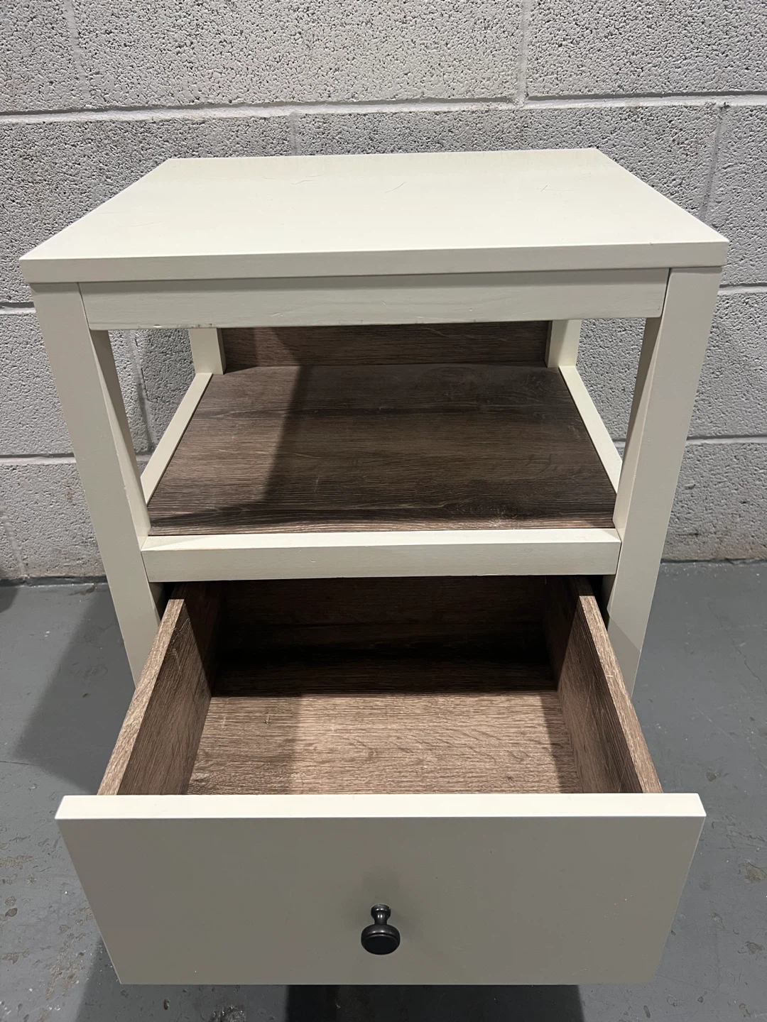 White Nightstand with Drawer and Shelf - photo 2
