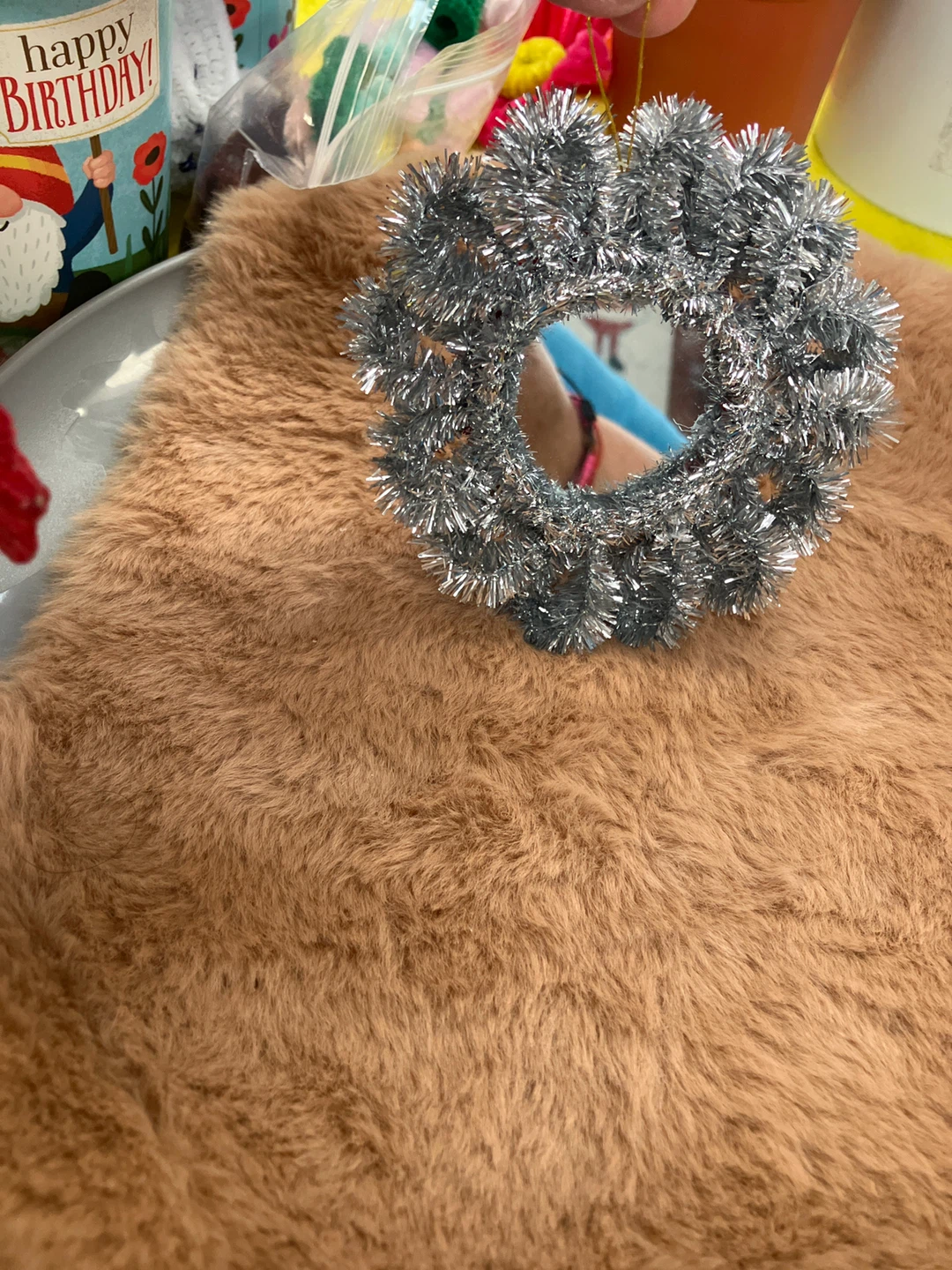 Handmade Tinsel Mirror Ornament - photo 2