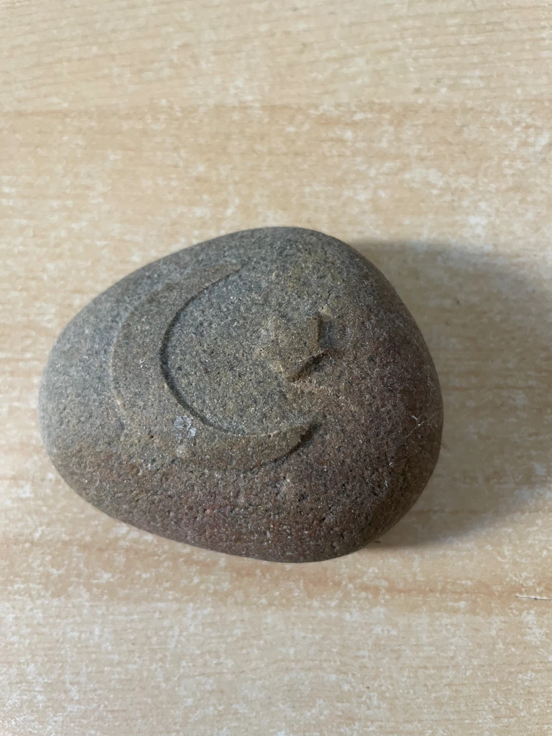 Carved Stone with Crescent Moon Design