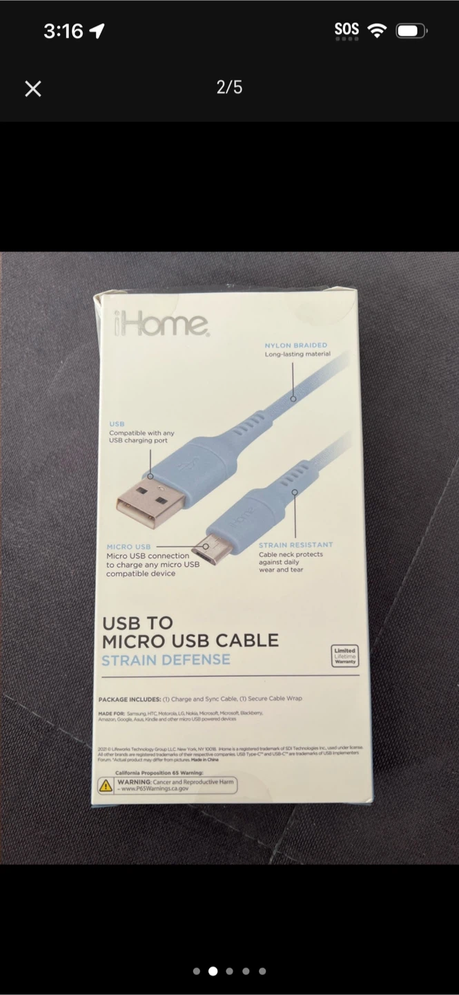 iHome USB to Micro USB Cable - 6ft - photo 2