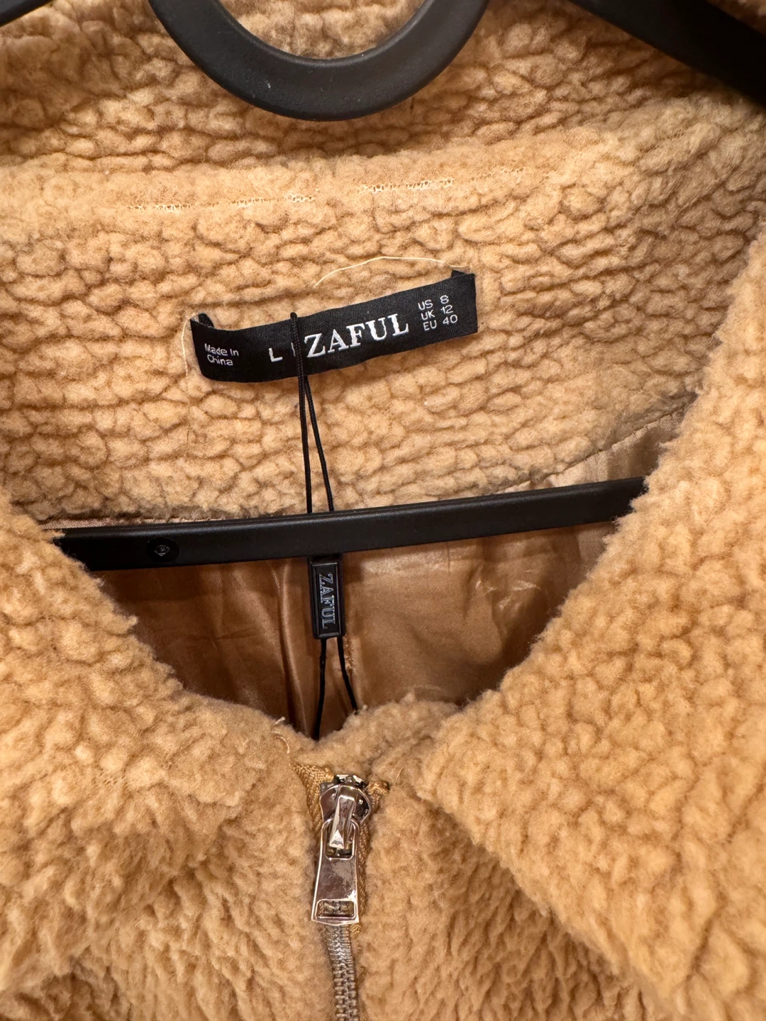 ZAFUL Sherpa Fleece Jacket Tan Size L - photo 2