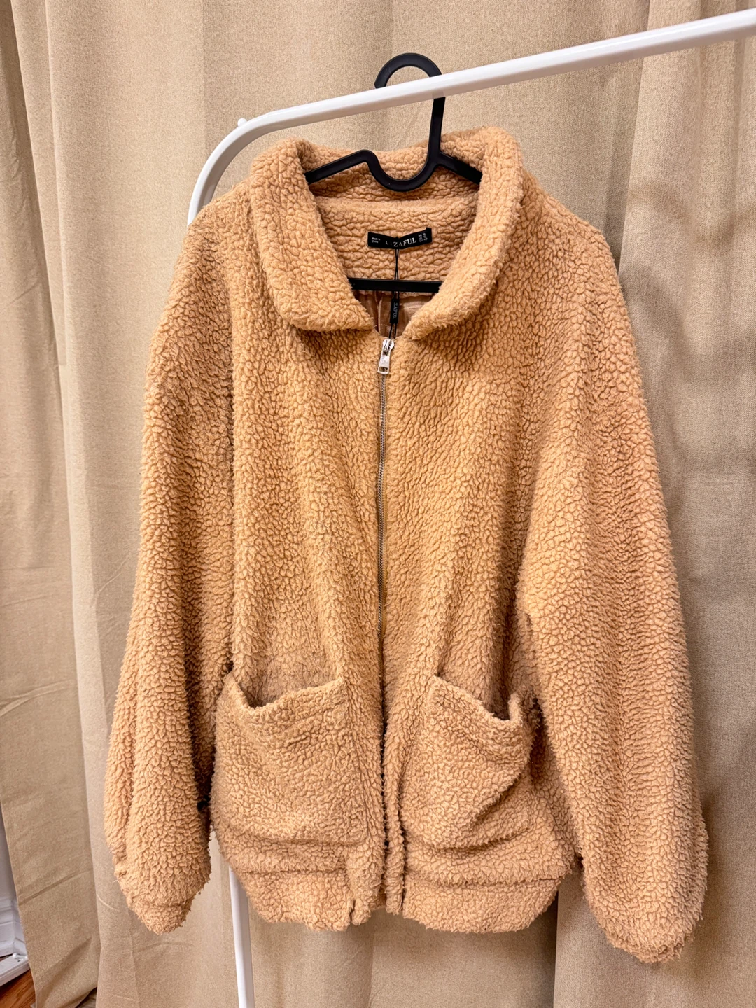 ZAFUL Sherpa Fleece Jacket Tan Size L