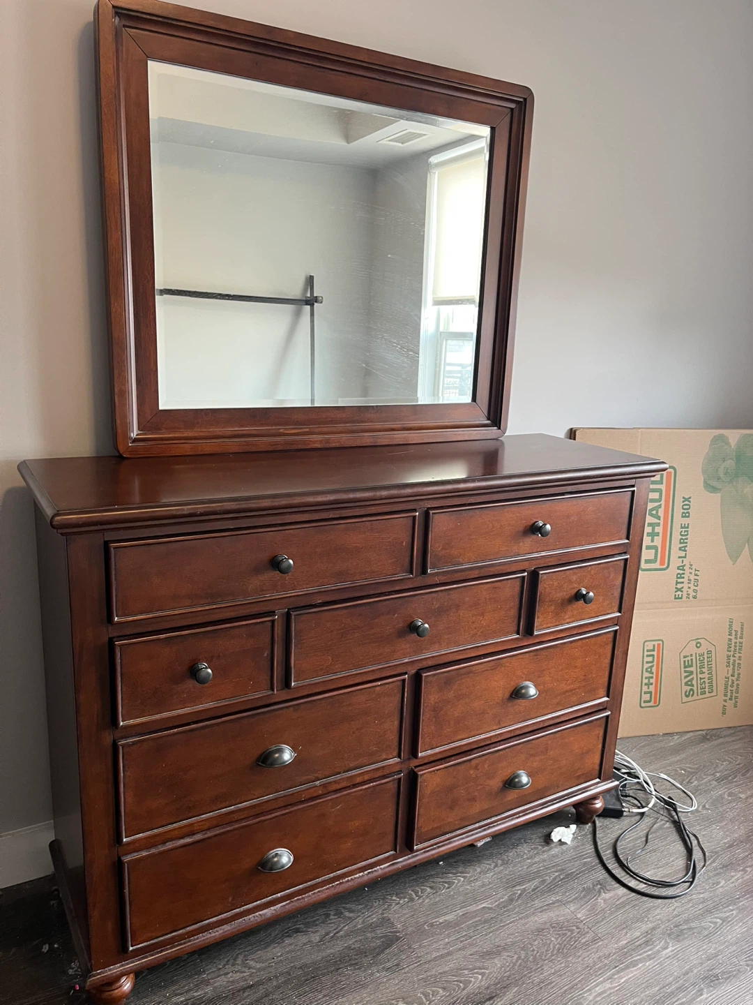 Wooden Dresser with Mirror