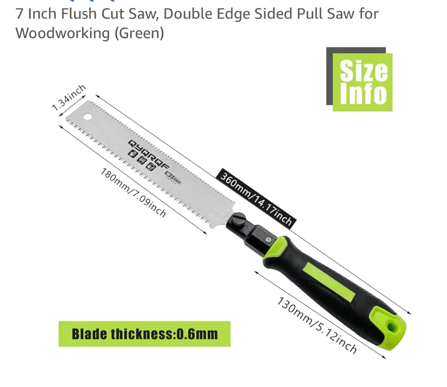 QYRQF 7 Inch Flush Cut Saw Double Edge Woodworking Pull Saw - photo 4