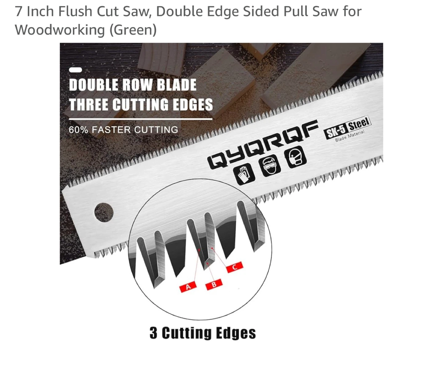 QYRQF 7 Inch Flush Cut Saw Double Edge Woodworking Pull Saw - photo 2