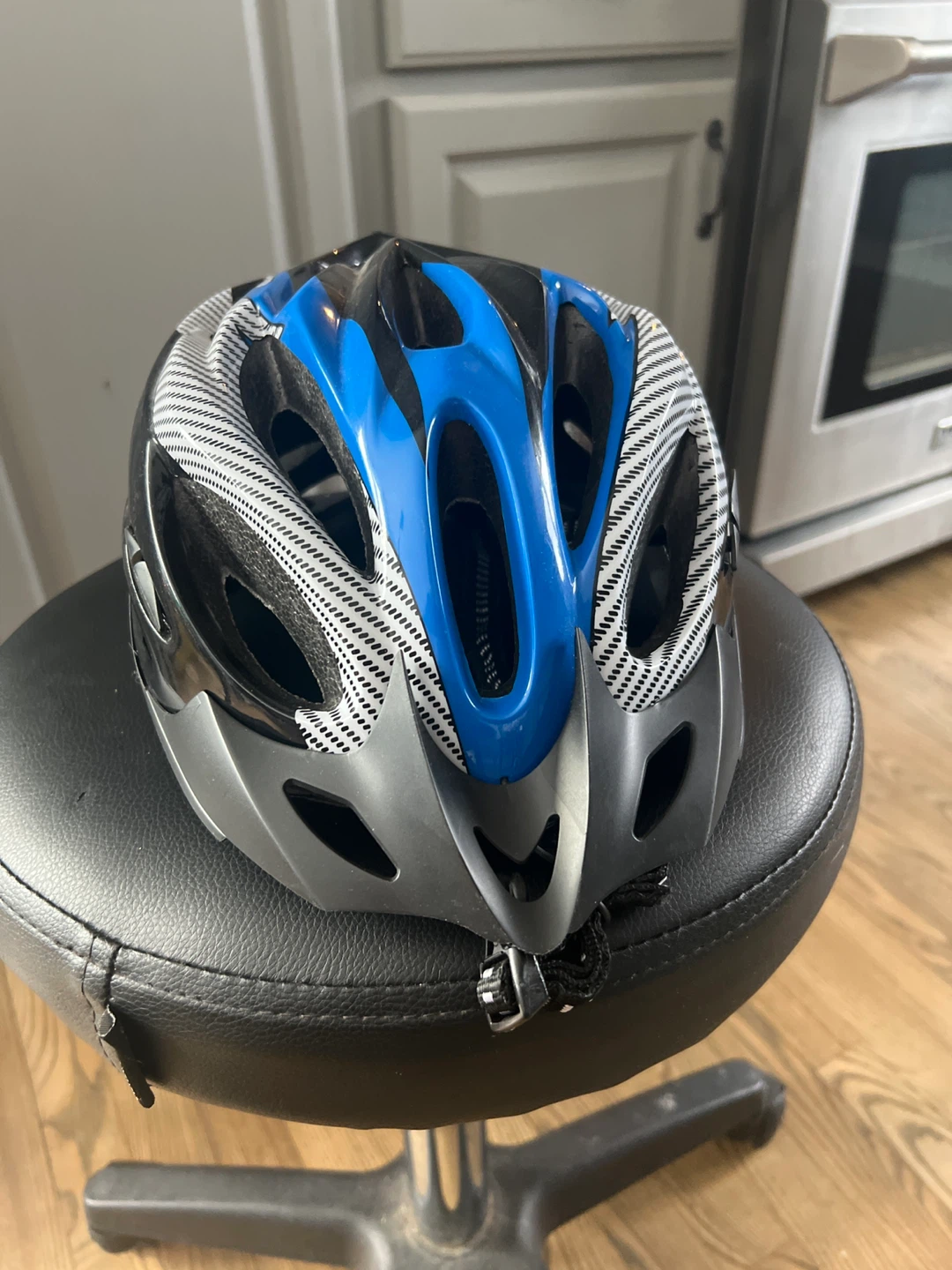 Black and Blue Bicycle Helmet with Elbow and Knee Pads - photo 2