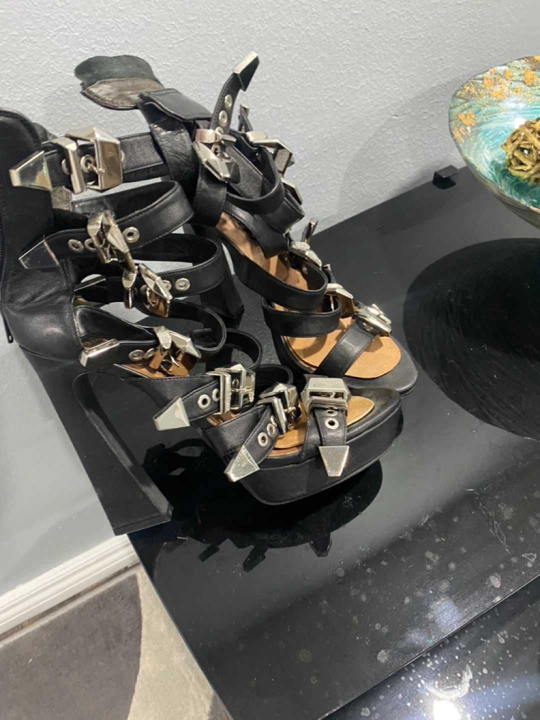 Black Mimosa  Strappy Platform Heels - photo 2
