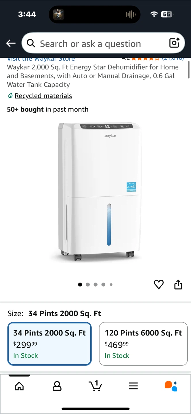 Waykar 34 Pints 2000 Sq. Ft. Energy Star Dehumidifier - photo 2