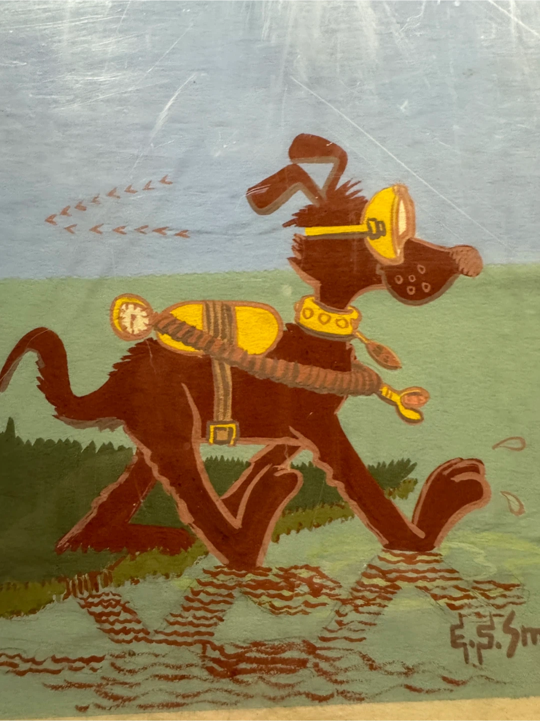 E. E. Smith Hunting Dog and Duck Painting - photo 3