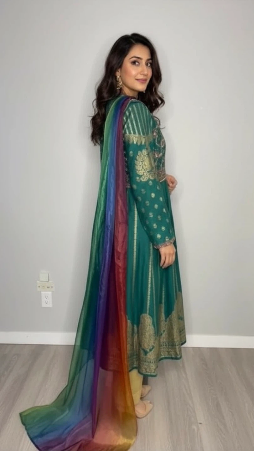 Banarsi Soft Raw Silk Pakistani Designer Dress - photo 2
