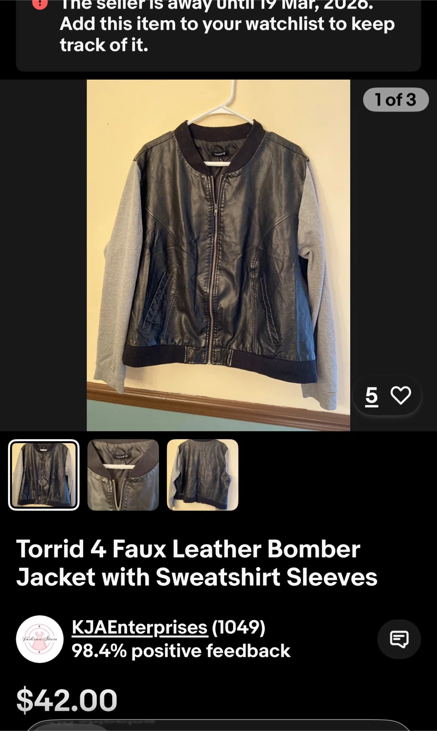 Last Kiss Black Faux Leather & Grey Varsity Jacket - 2X - photo 5